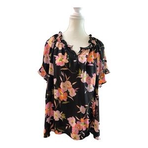 Beacon Apparel Black Floral Blouse – Size 3X